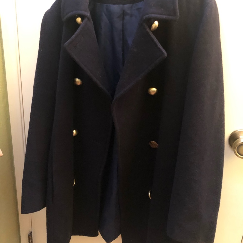 classic blue pea coat